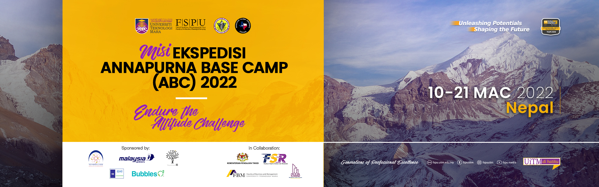 MISI EKSPEDISI ANNAPURNA BASE CAMP (ABC) ANJURAN PUSAT PENGAJIAN PEMBINAAN, FSPU - PAUT 2022
